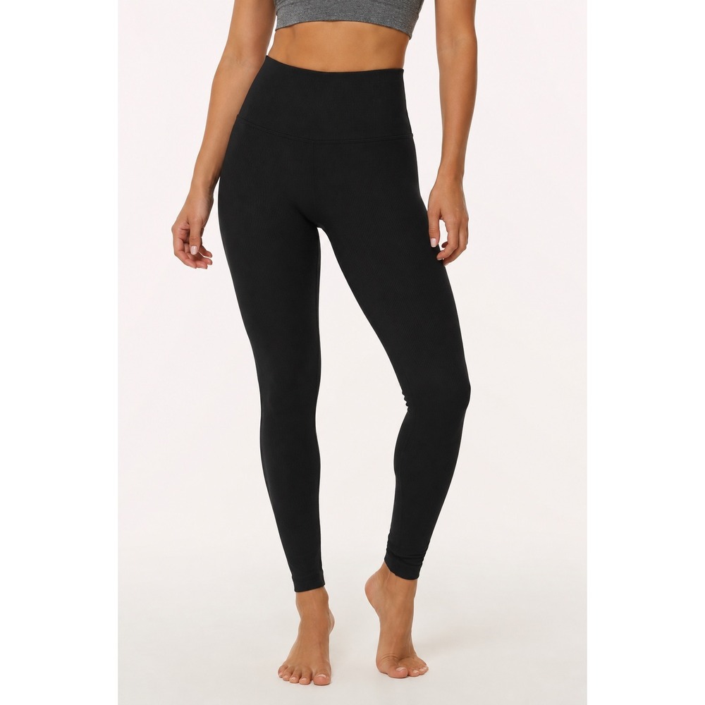 Lorna Jane LJ Seamless Ribbed Leggings Black High Waisted Small Activewear